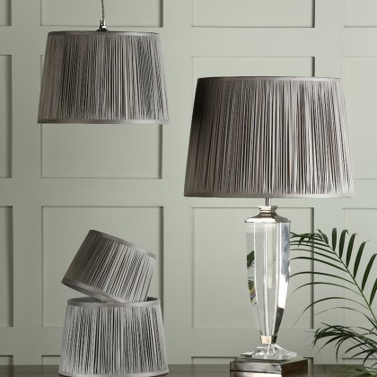 Laura Ashley - Hemsley Pleated Silk Shade Grey (12 inch)