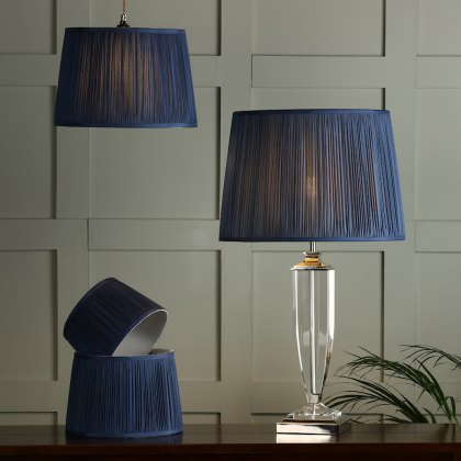 Laura Ashley - Hemsley Pleated Silk Shade Midnight Blue (10 inch)