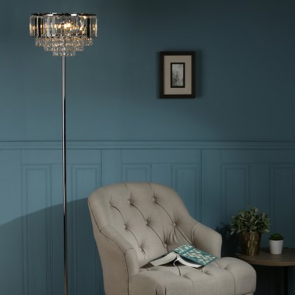 Laura Ashley - Vienna 3lt Floor Lamp Crystal Polished Chrome
