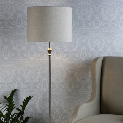 Laura Ashley - Highgrove Floor Lamp Polished Nickel With Shade