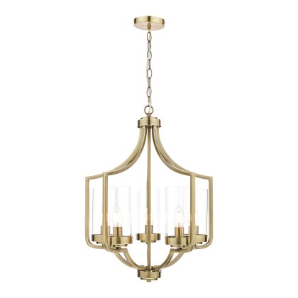 Laura Ashley - Joseph 5 Light Chandelier Antique Brass Glass Laura Ashley - Joseph 5 Light Chandelier Antique Brass Glass