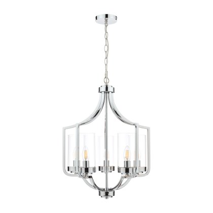 Laura Ashley - Joseph 5 Light Chandelier Polished Chrome Glass