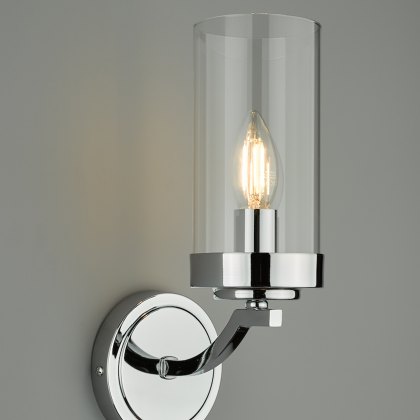 Laura Ashley - Joseph Wall Light Polished Chrome Glass