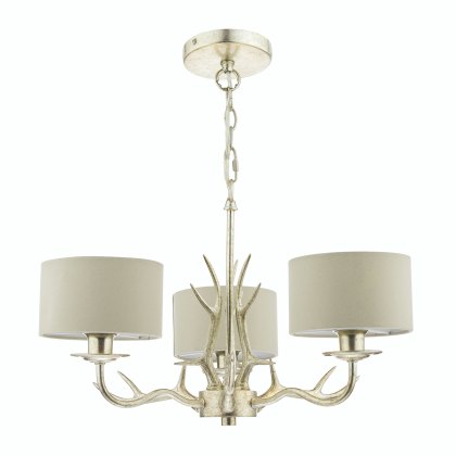 Laura Ashley - Mulroy 3 Light Antler Chandelier Champagne With Shades