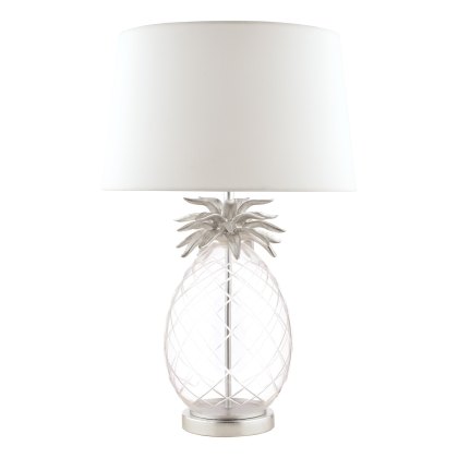 Laura Ashley - Pineapple Table Lamp Clear Cut Glass Polished Chrome With Shade Laura Ashley - Pineapple Table Lamp Clear Cut Glass Polished Chrome With Shade