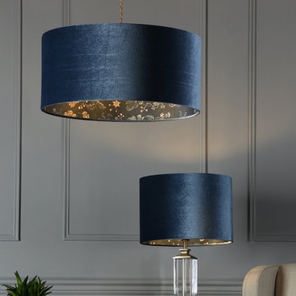 Laura Ashley - Portia Drum Shade Blue Velvet (12inch)