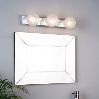 Laura Ashley Prague - 3 Light Bathroom Wall Light Polished Chrome Glass IP44