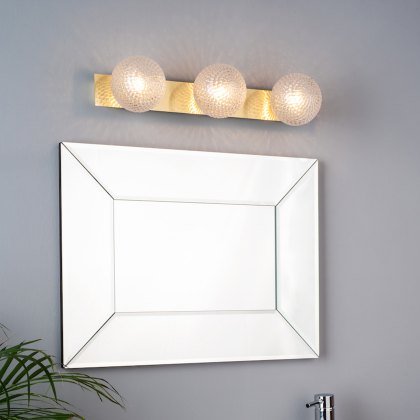Laura Ashley - Prague 3 Light Bathroom Wall Light Satin Brass Glass IP44