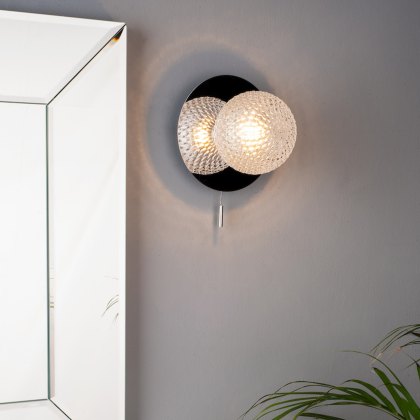 Laura Ashley - Prague Bathroom Wall Light Glass Polished Chrome IP44
