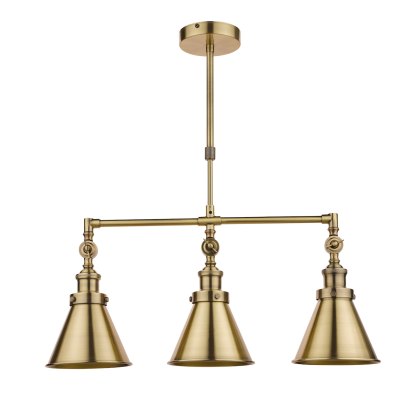 Laura Ashley - Rufus 3 Light Bar Pendant Antique Brass