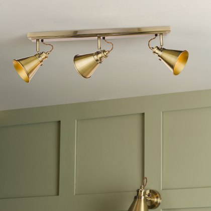 Laura Ashley - Rufus 3 Light Bar Spotlight Antique Brass