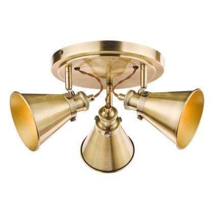 Laura Ashley - Rufus 3 Light Plate Spotlight Antique Brass
