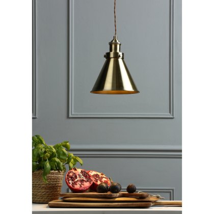 Laura Ashley - Rufus Pendant Antique Brass