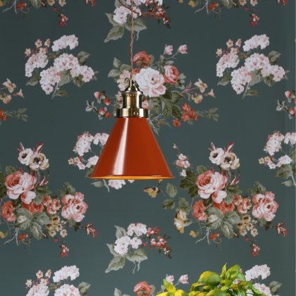 Laura Ashley - Rufus Pendant Antique Brass Orange