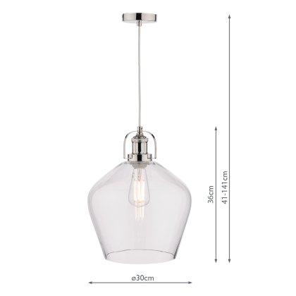 Laura Ashley - Rye Pendant Polished Nickel Clear Glass