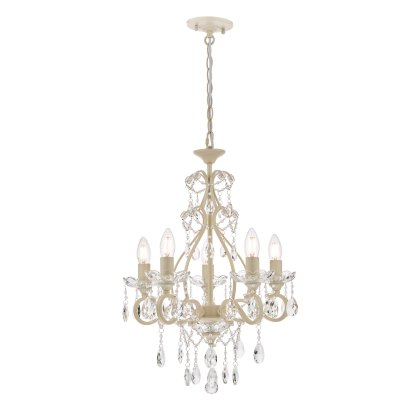 Laura Ashley - Shamley 5 Light Chandelier (Matt White Glass)