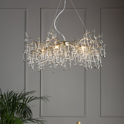 Laura Ashley - Willow 5lt Pendant Satin Champagne Crystal