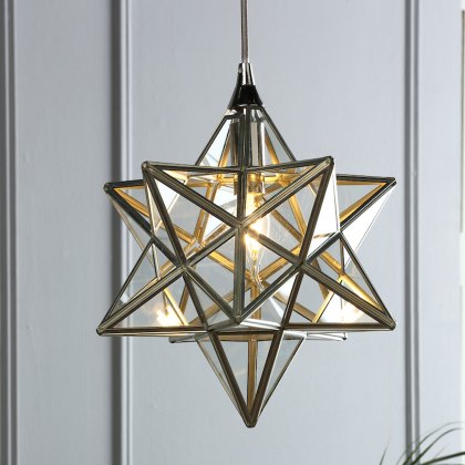 Laura Ashley - Small Star Pendant Polished Silver Glass