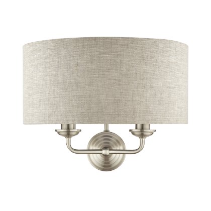 Laura Ashley - Sorrento 2 Light Wall Light With Natural Shade