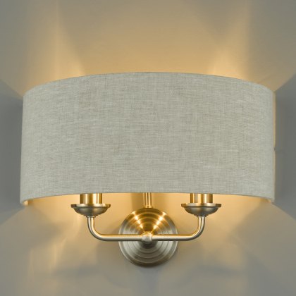 Laura Ashley - Sorrento 2 Light Wall Light With Natural Shade