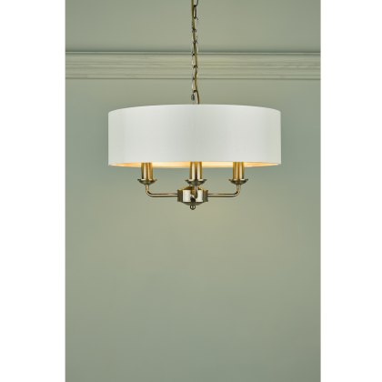 Laura Ashley - Sorrento 3 Light Chandelier Antique Brass With Ivory Shade
