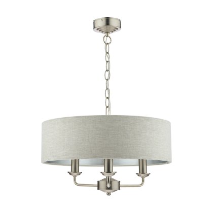 Laura Ashley - Sorrento 3 Light Pendant With Natural Shade