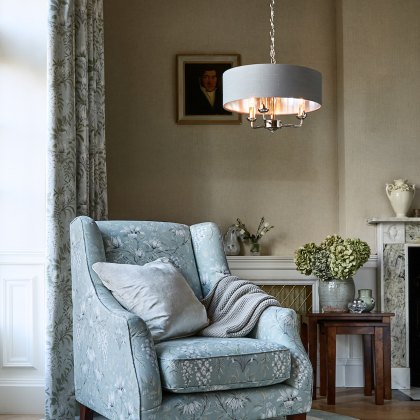 Laura Ashley - Sorrento 3 Light Pendant With Natural Shade