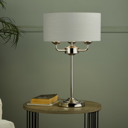 Laura Ashley - Sorrento 3 Light Table Lamp Antique Brass With Ivory Shade