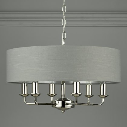 Laura Ashley - Sorrento 6 Light Pendant With Charcoal Shade