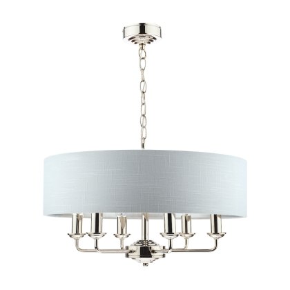 Laura Ashley - Sorrento 6 Light Pendant Polished Nickel With Silver Shade