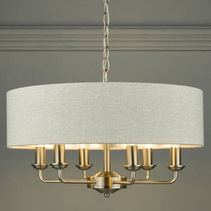 Laura Ashley - Sorrento 6 Light Chandelier With Natural Shade