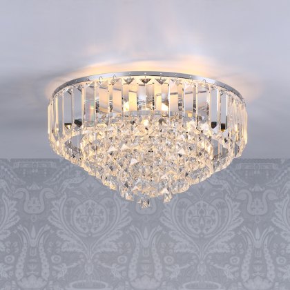 Laura Ashley - Vienna 3 Light Flush Crystal Polished Chrome