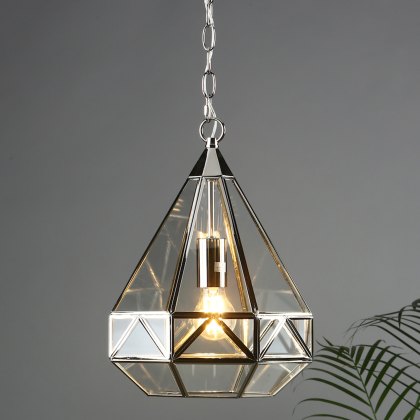 Laura Ashley - Zaria Pendant Polished Silver Glass