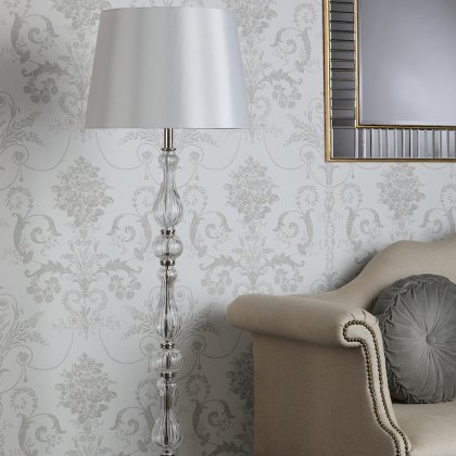 Laura Ashley - Bradshaw Floor Lamp Ribbed Glass With Shade