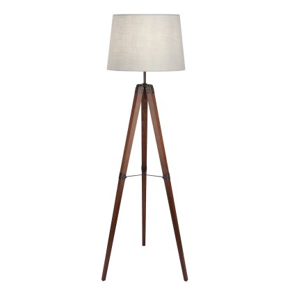 Laura Ashley - Burdale Tripod Floor Lamp (Dark Wood Industrial Brass Base Only)