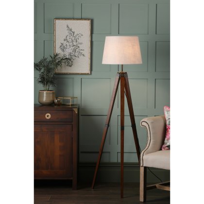 Laura Ashley - Burdale Tripod Floor Lamp (Dark Wood Industrial Brass Base Only)