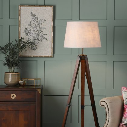 Laura Ashley - Burdale Tripod Floor Lamp (Dark Wood Industrial Brass Base Only)