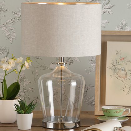 Laura Ashley - Ockley Touch Table Lamp Polished Chrome Glass With Shade