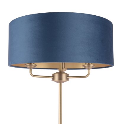 Laura Ashley - Sorrento 3 Light Floor Lamp Antique Brass Blue Shade