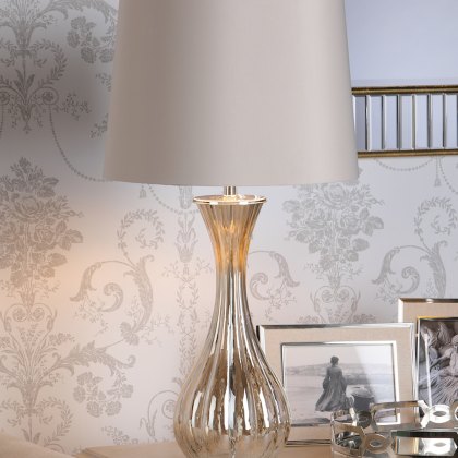 Laura Ashley - Nevern Table Lamp Champagne Glass Polished Chrome With Shade