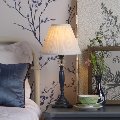 Laura Ashley - Ellis Table Lamp Matt Blue Crystal With Shade