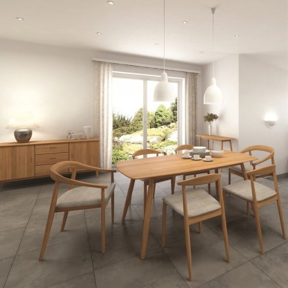 Crete - Wooden Dining Chair (Grey Seat Pad)