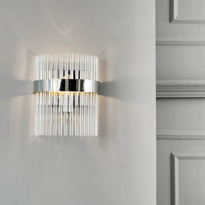 Laura Ashley - Alexa 2lt Wall Light Polished Nickel Glass