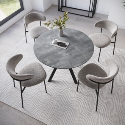 Sardinia - Round Dining Table (Ceramic Look Grey)