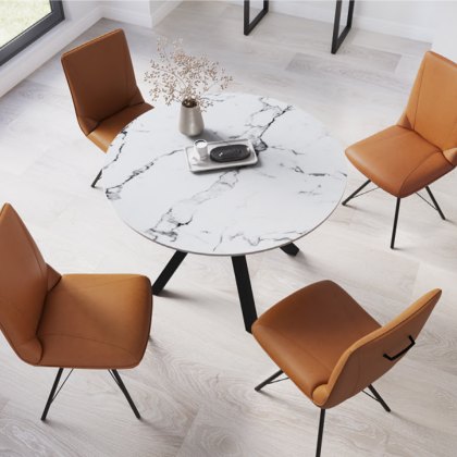 Sardinia - Round Dining Table (Marble Look White)