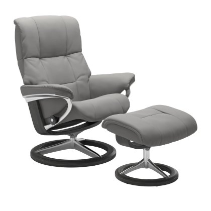 Stressless Mayfair (M) Quickship - Signature Chair w/footstool (Paloma Silver Grey/Grey)