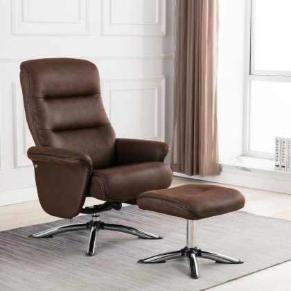 Texas - Swivel Recliner and Stool (Brown)