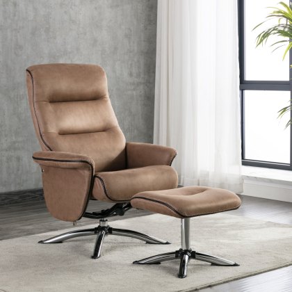 Texas - Swivel Recliner and Stool (Caramel)