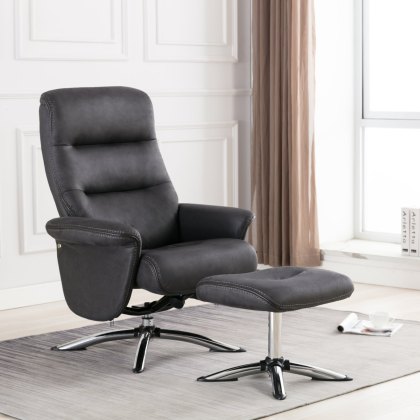 Texas - Swivel Recliner and Stool (Slate)