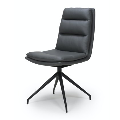 Nobo Swivel - Dining Chair (Grey Faux Leather)